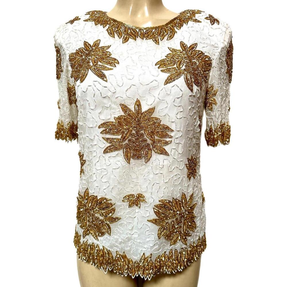 Sequin Top White Gold size 4